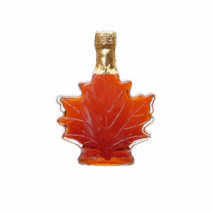 Organic maple syrup in leaf bottle