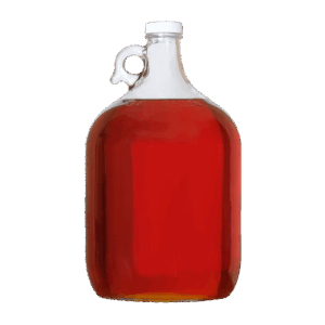 Gallon glass jug of organic pure maple syrup. Amber Rich Taste.