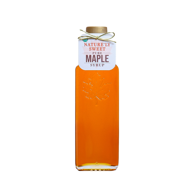 250ml decorative glass container of maple syrup