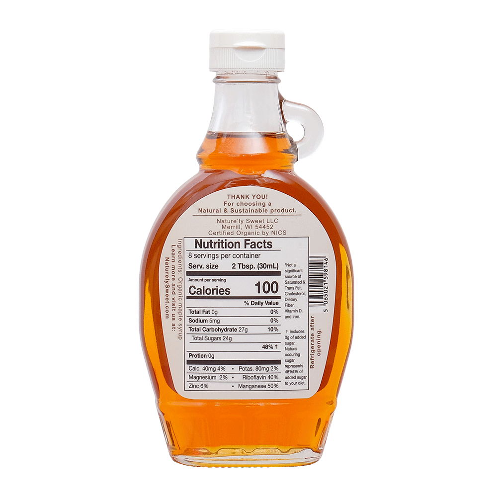 8oz organic maple syrup nutrition facts